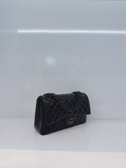 SO BLACK QUILTED LAMBSKIN LEATHER MEDIUM CLASSIC DOUBLE FLAP HANDBAG