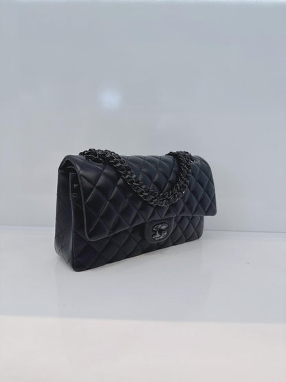 SO BLACK QUILTED LAMBSKIN LEATHER MEDIUM CLASSIC DOUBLE FLAP HANDBAG