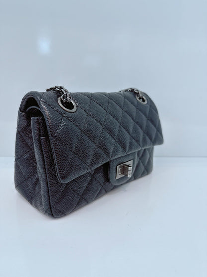 BLACK QUILTED CAVIAR LEATHER 2.55 REISSUE 224 FLAP BAG