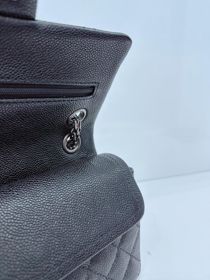 BLACK QUILTED CAVIAR LEATHER 2.55 REISSUE 224 FLAP BAG