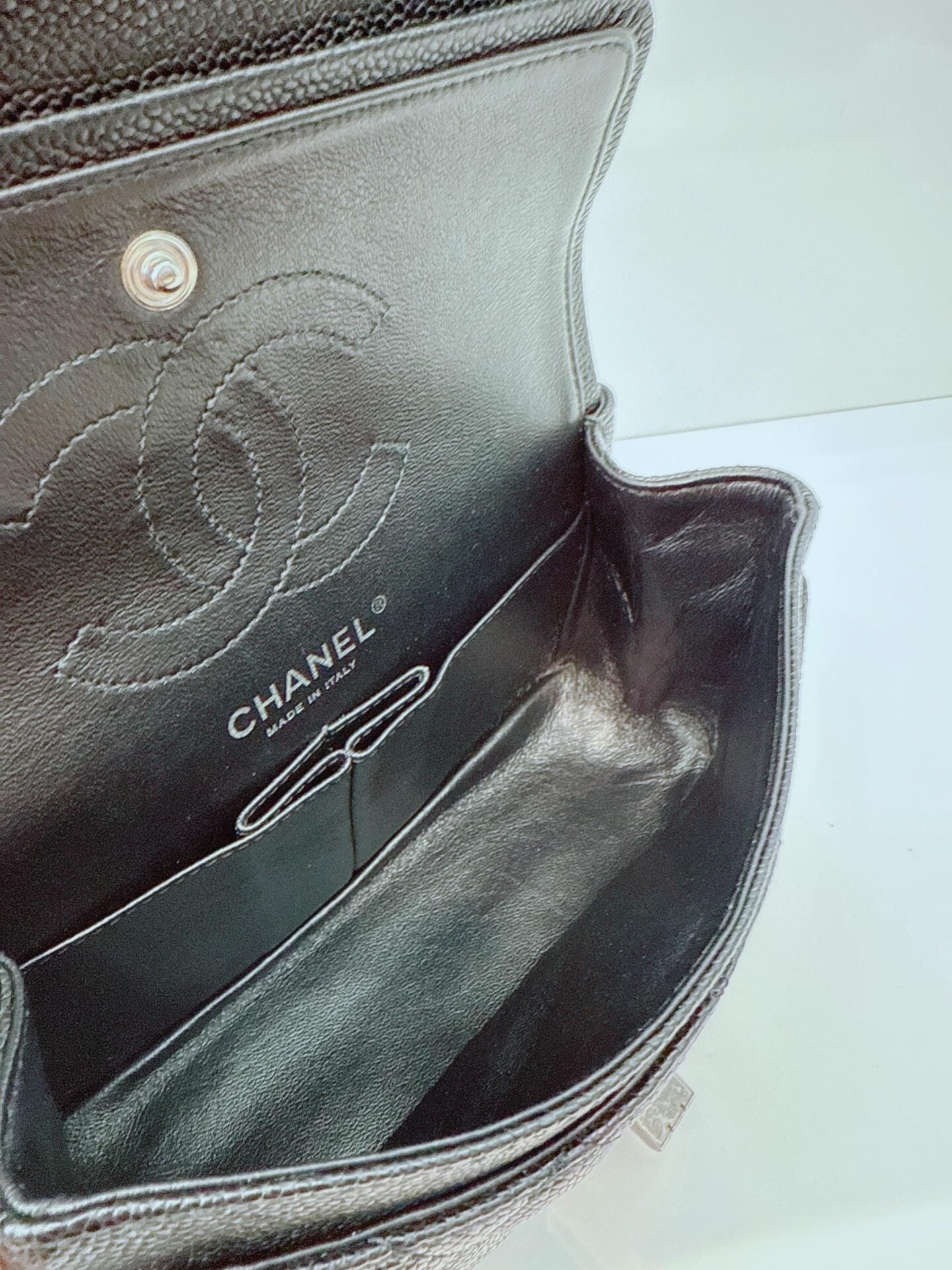 BLACK QUILTED CAVIAR LEATHER 2.55 REISSUE 224 FLAP BAG