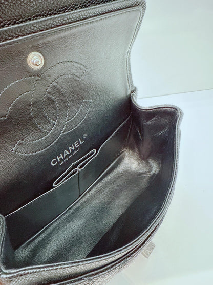 BLACK QUILTED CAVIAR LEATHER 2.55 REISSUE 224 FLAP BAG