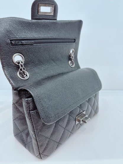 BLACK QUILTED CAVIAR LEATHER 2.55 REISSUE 224 FLAP BAG