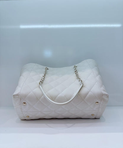 WHITE CAVIAR LEATHER 2023 LARGE SHOPPING TOTE BAG