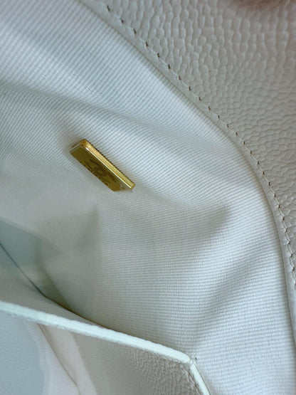 WHITE CAVIAR LEATHER 2023 LARGE SHOPPING TOTE BAG