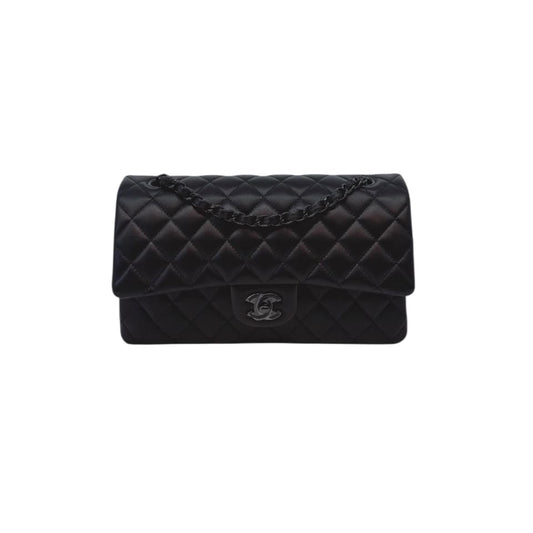 SO BLACK QUILTED LAMBSKIN LEATHER MEDIUM CLASSIC DOUBLE FLAP HANDBAG