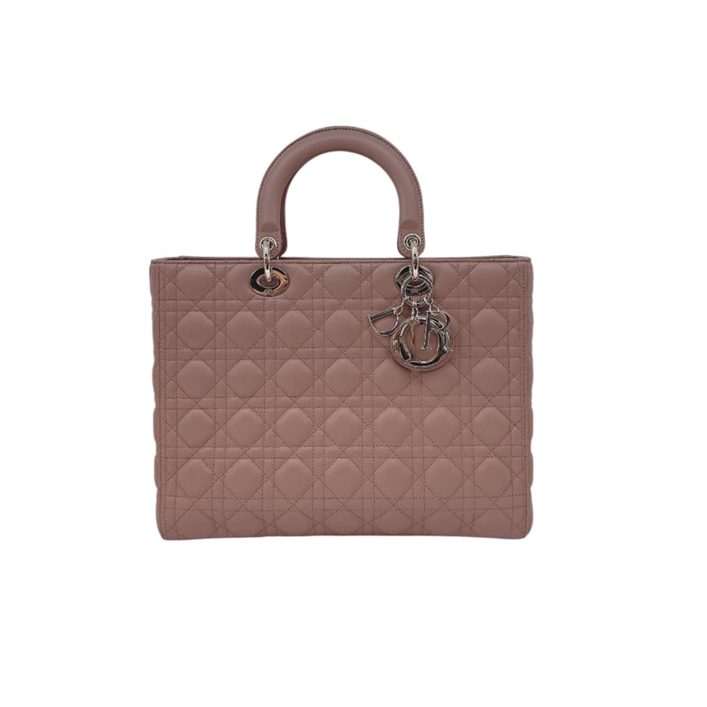 BEIGE CANNAGE LAMBSKIN LEATHER LARGE LADY DIOR BAG