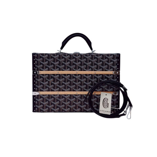 BLACK GOYARDINE COATED CANVAS PALACE MM TRUNK BAG