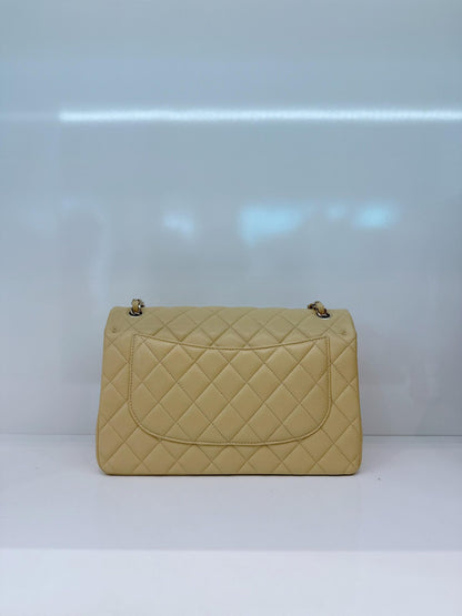 LIGHT GREEN QUILTED CAVIAR LEATHER LARGE CLASSIC DOUBLE FLAP HANDBAG