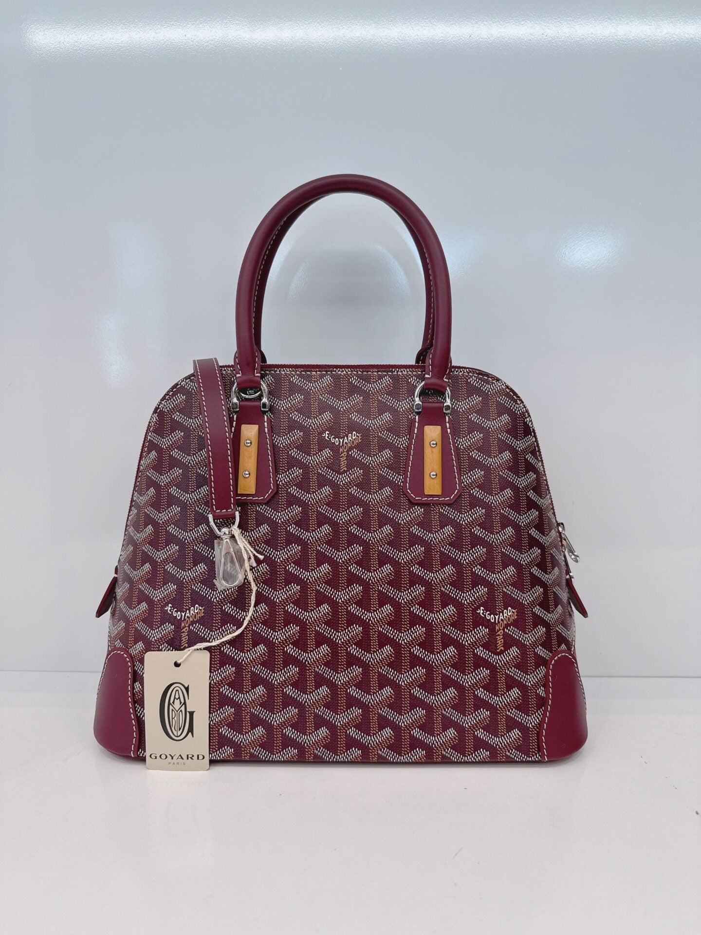 BURGUNDY GOYARDINE COATED CANVAS VENDOME PM BAG