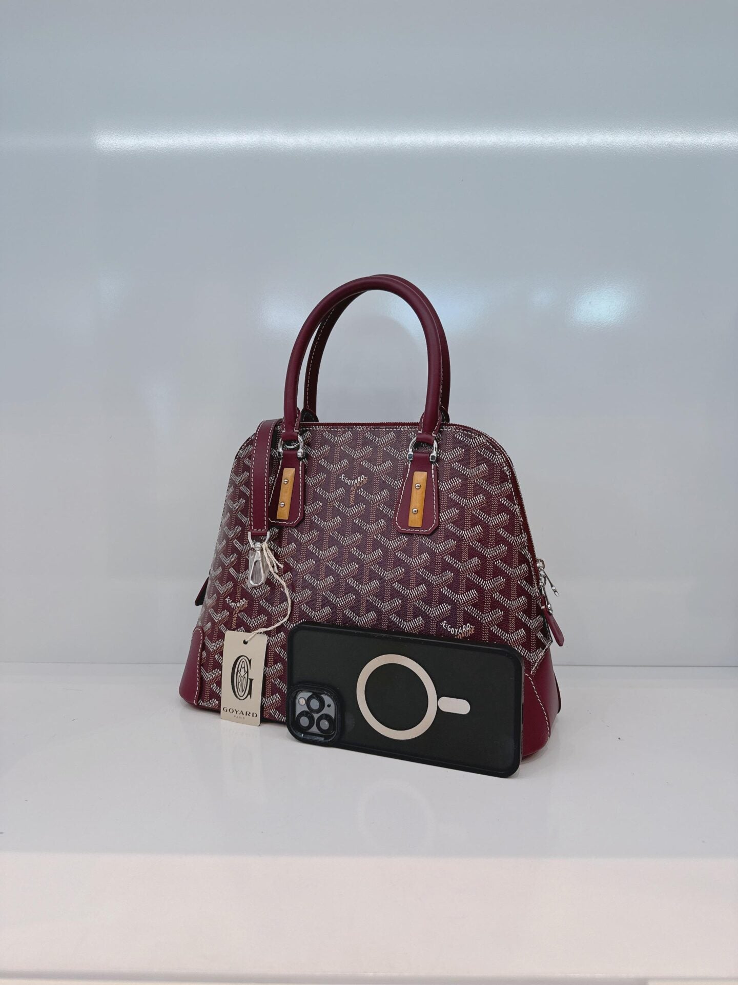 BURGUNDY GOYARDINE COATED CANVAS VENDOME PM BAG
