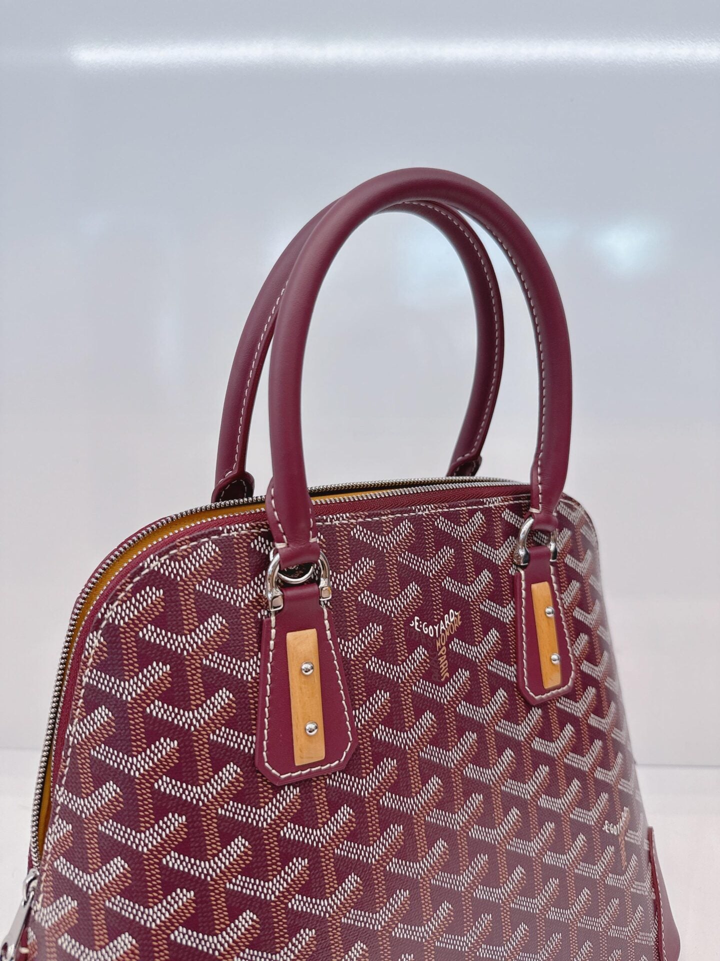 BURGUNDY GOYARDINE COATED CANVAS VENDOME PM BAG