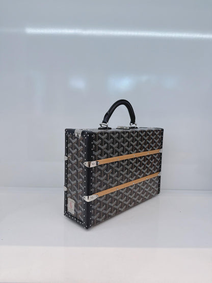 BLACK GOYARDINE COATED CANVAS PALACE MM TRUNK BAG