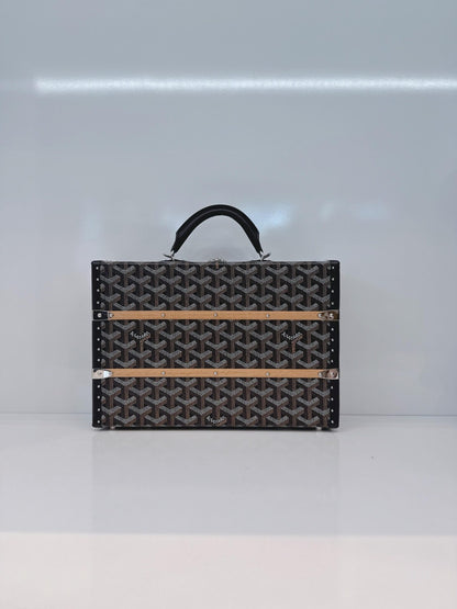 BLACK GOYARDINE COATED CANVAS PALACE MM TRUNK BAG