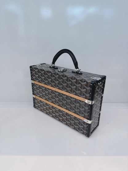 BLACK GOYARDINE COATED CANVAS PALACE MM TRUNK BAG