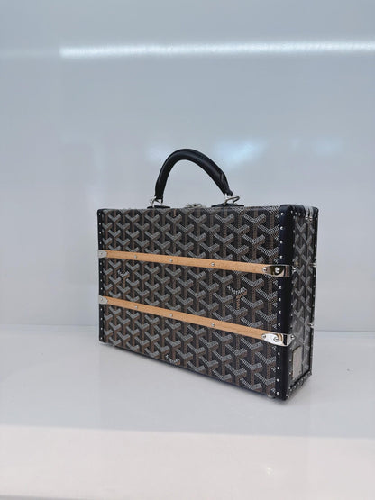 BLACK GOYARDINE COATED CANVAS PALACE MM TRUNK BAG