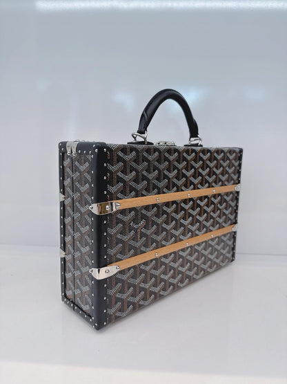 BLACK GOYARDINE COATED CANVAS PALACE MM TRUNK BAG