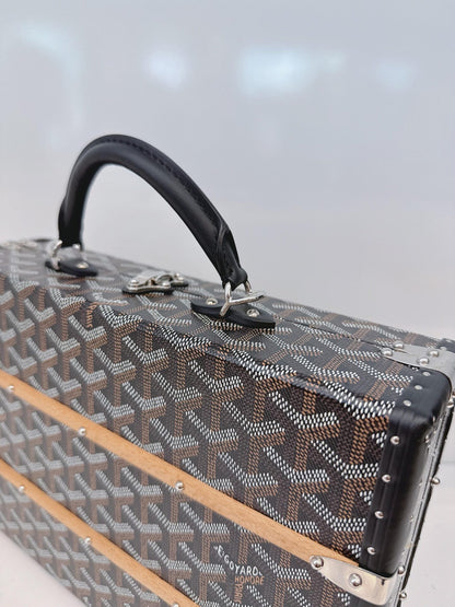 BLACK GOYARDINE COATED CANVAS PALACE MM TRUNK BAG