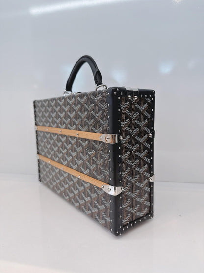 BLACK GOYARDINE COATED CANVAS PALACE MM TRUNK BAG