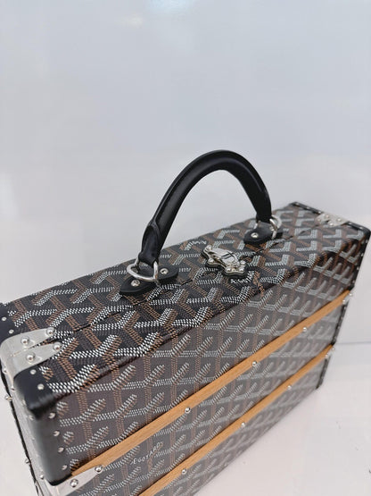 BLACK GOYARDINE COATED CANVAS PALACE MM TRUNK BAG