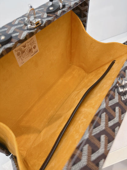 BLACK GOYARDINE COATED CANVAS PALACE MM TRUNK BAG