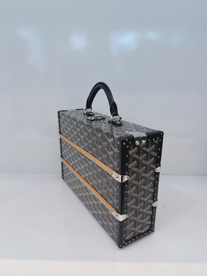 BLACK GOYARDINE COATED CANVAS PALACE MM TRUNK BAG