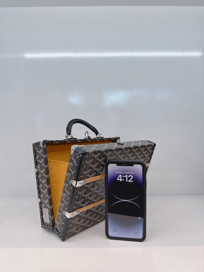 BLACK GOYARDINE COATED CANVAS PALACE MM TRUNK BAG