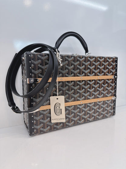 BLACK GOYARDINE COATED CANVAS PALACE MM TRUNK BAG