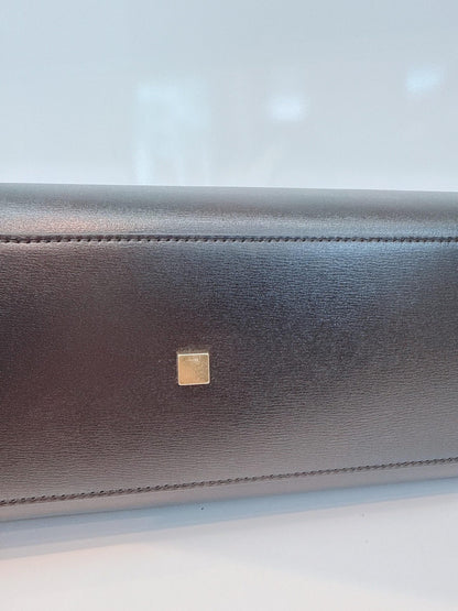 BLACK LEATHER MEDIUM MANHATTAN TOTE BAG