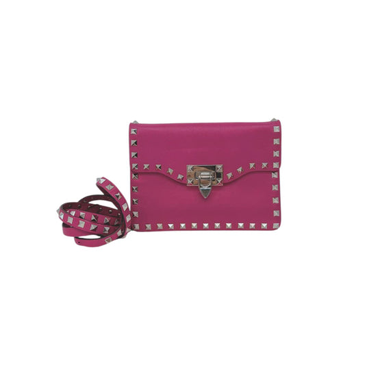FUSCHIA PINK VITELLO ROCKSTUD MINI CROSSBODY BAG