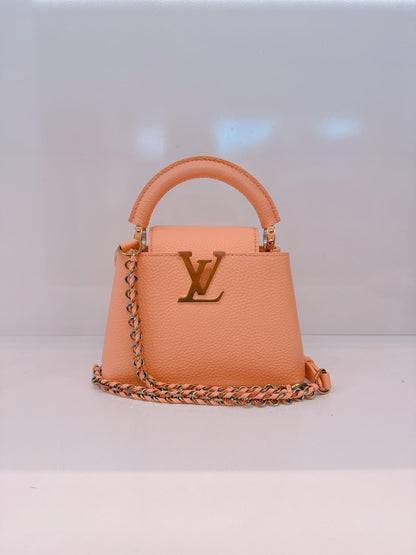 APRICOT TAURILLON LEATHER MINI CAPUCINES