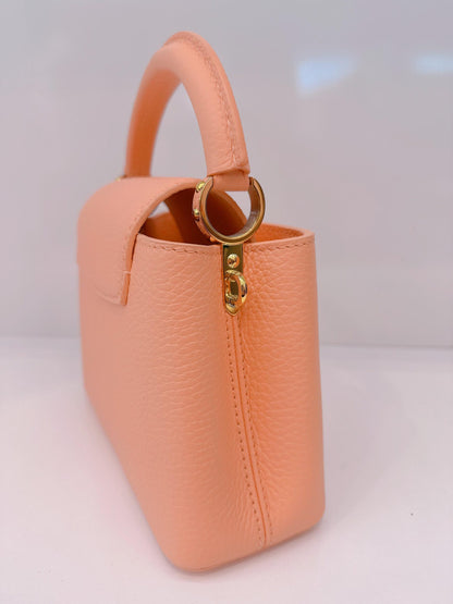 APRICOT TAURILLON LEATHER MINI CAPUCINES