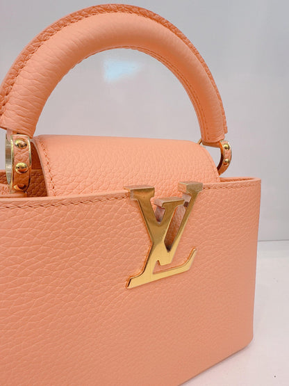 APRICOT TAURILLON LEATHER MINI CAPUCINES