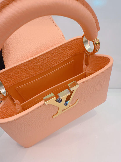 APRICOT TAURILLON LEATHER MINI CAPUCINES