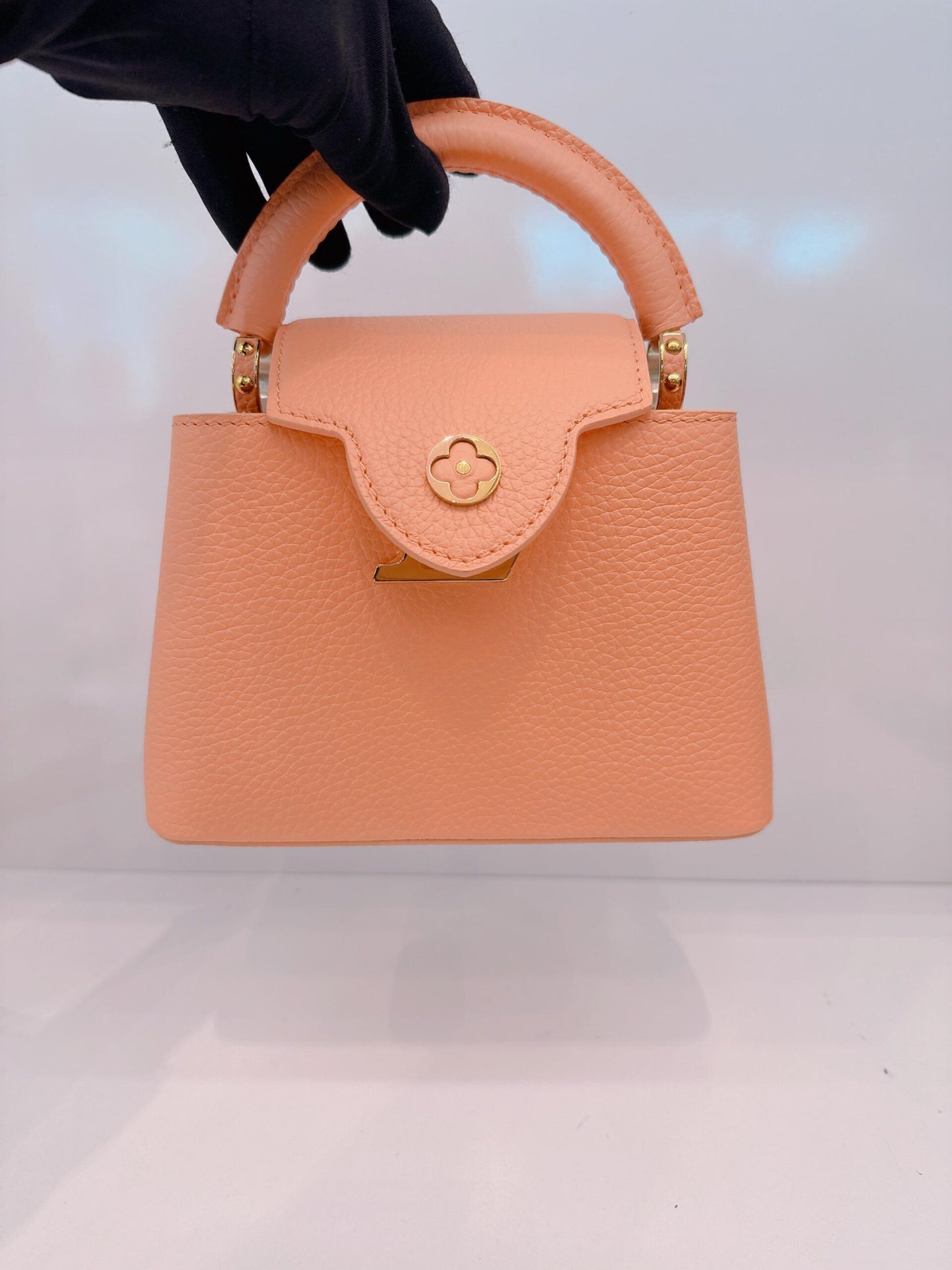 APRICOT TAURILLON LEATHER MINI CAPUCINES