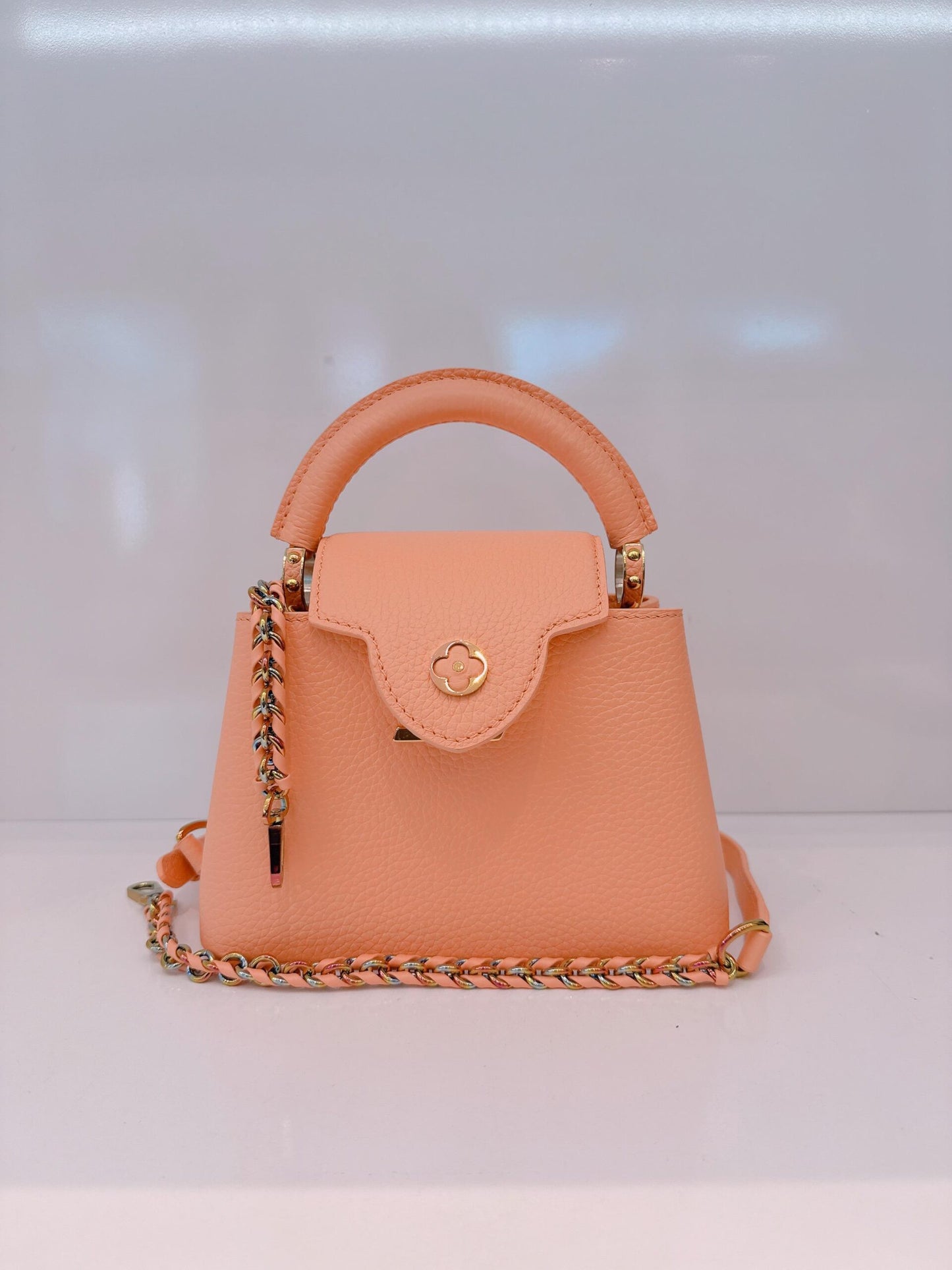APRICOT TAURILLON LEATHER MINI CAPUCINES