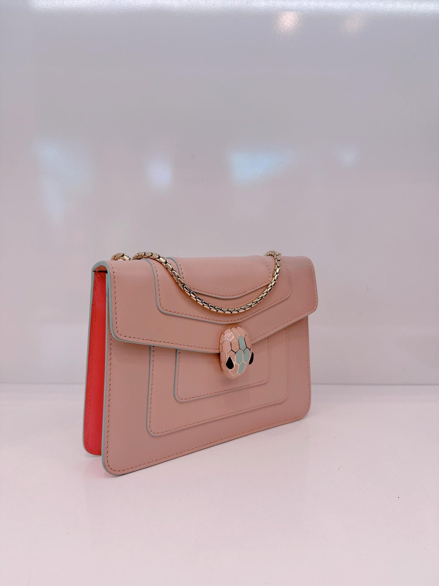 PINK CALFSKIN LEATHER SMALL SERPENTI FOREVER SHOULDER BAG
