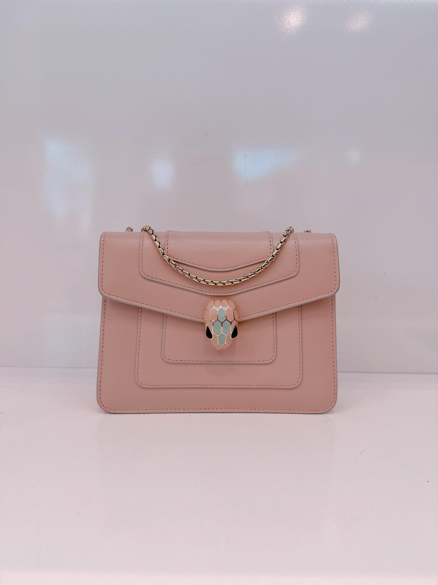 PINK CALFSKIN LEATHER SMALL SERPENTI FOREVER SHOULDER BAG