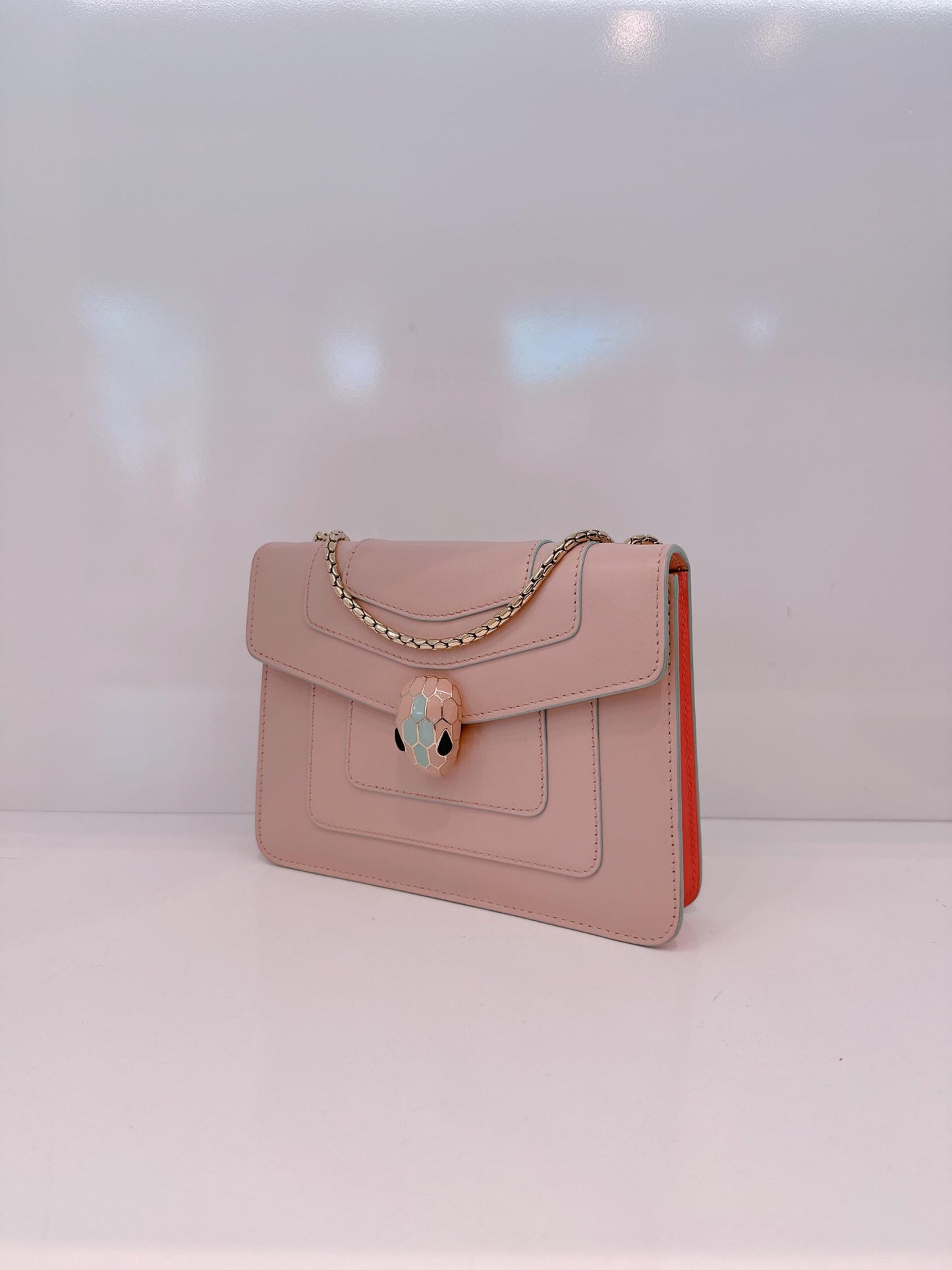 PINK CALFSKIN LEATHER SMALL SERPENTI FOREVER SHOULDER BAG