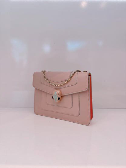 PINK CALFSKIN LEATHER SMALL SERPENTI FOREVER SHOULDER BAG
