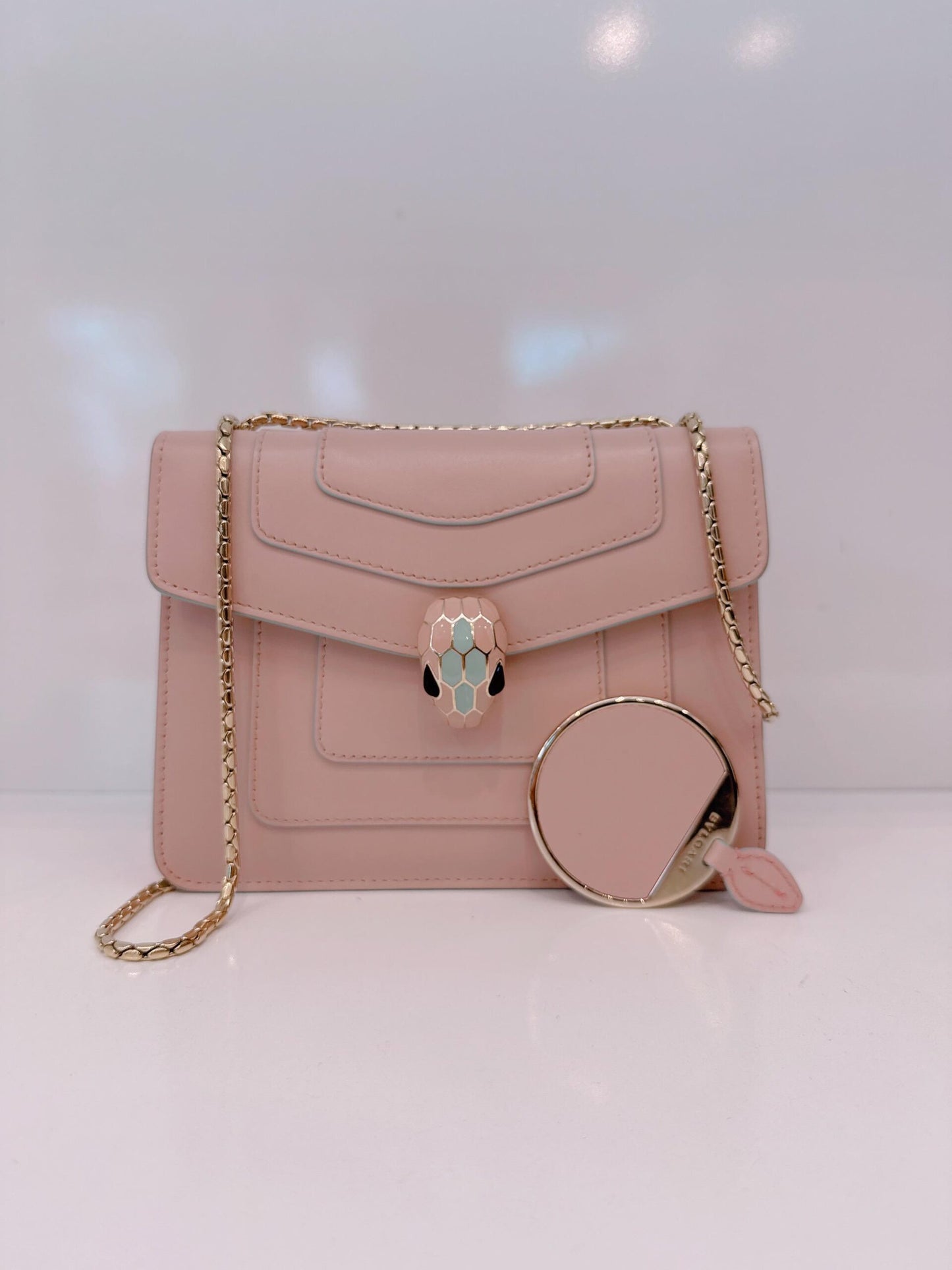 PINK CALFSKIN LEATHER SMALL SERPENTI FOREVER SHOULDER BAG
