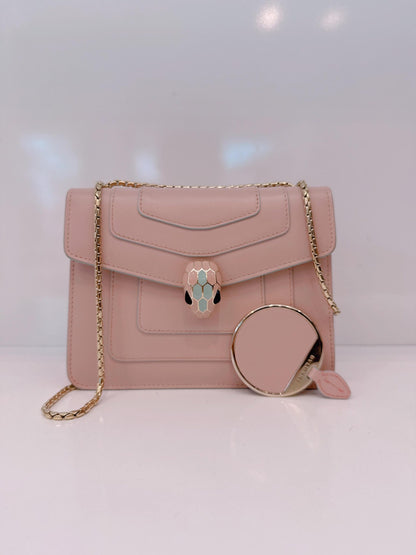 PINK CALFSKIN LEATHER SMALL SERPENTI FOREVER SHOULDER BAG