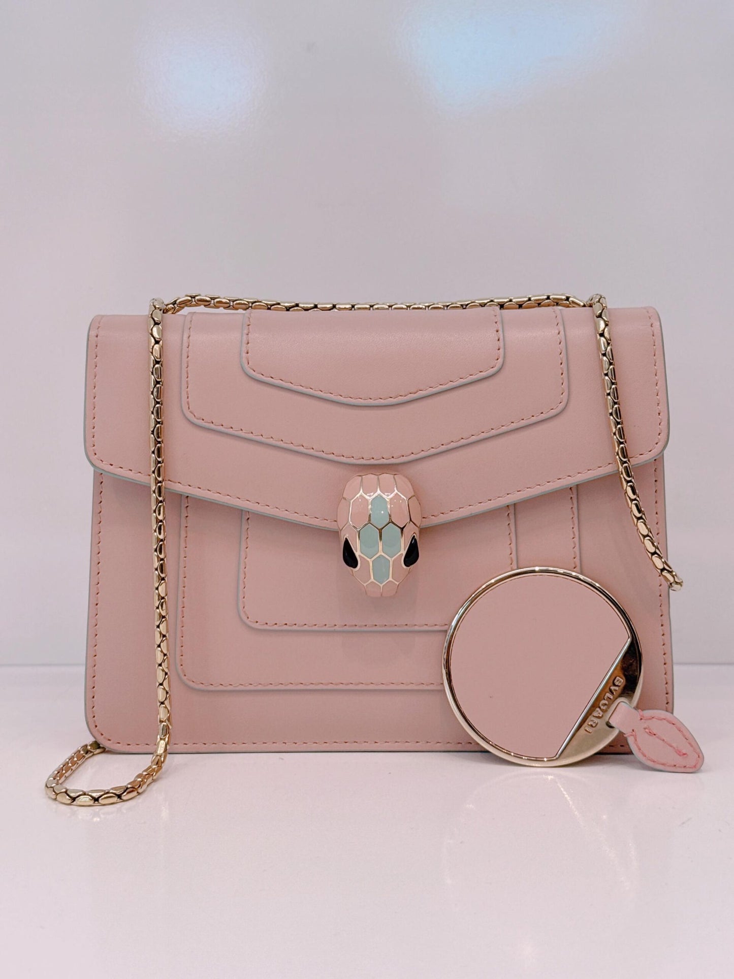 PINK CALFSKIN LEATHER SMALL SERPENTI FOREVER SHOULDER BAG