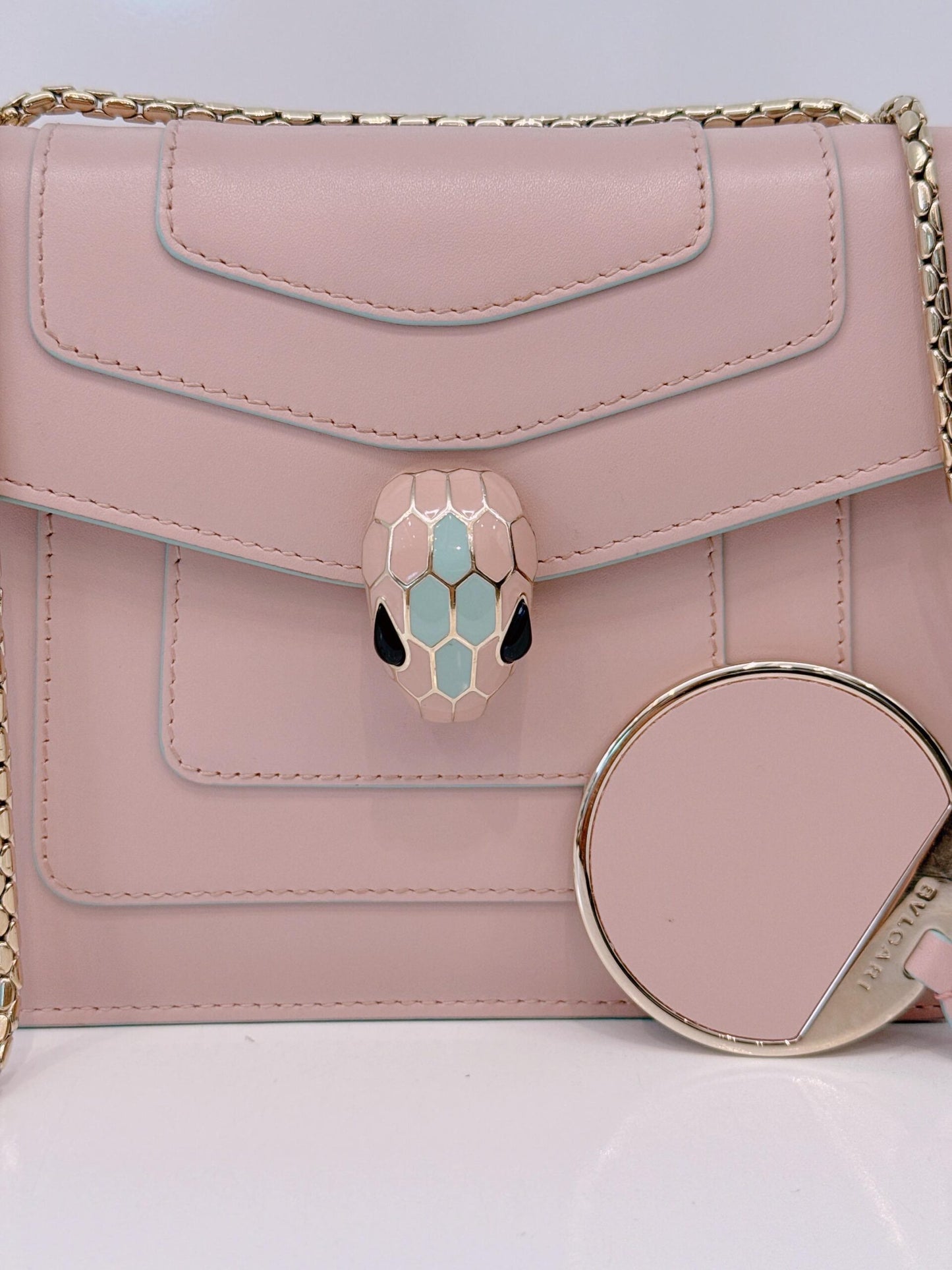 PINK CALFSKIN LEATHER SMALL SERPENTI FOREVER SHOULDER BAG