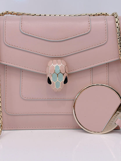 PINK CALFSKIN LEATHER SMALL SERPENTI FOREVER SHOULDER BAG