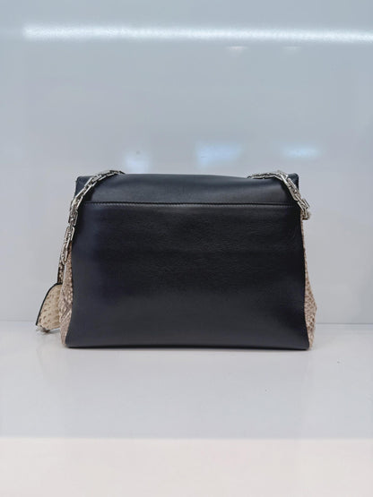 BLACK CALFSKIN PYTHON LEATHER LARGE DIORLING BAG