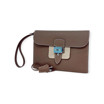 ETOUPE SAC A DEPECHES 24 POUCH PALLADIUM HARDWARE