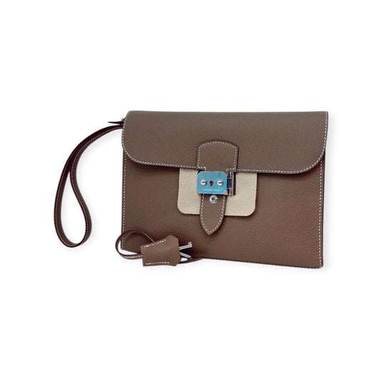 ETOUPE SAC A DEPECHES 24 POUCH PALLADIUM HARDWARE