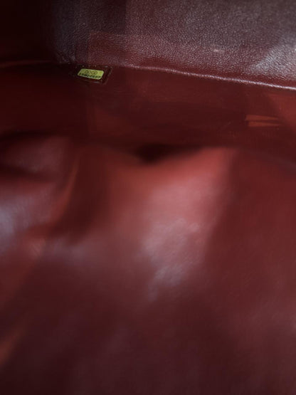 BURGUNDY MAXI CLASSIC DOUBLE FLAP BAG