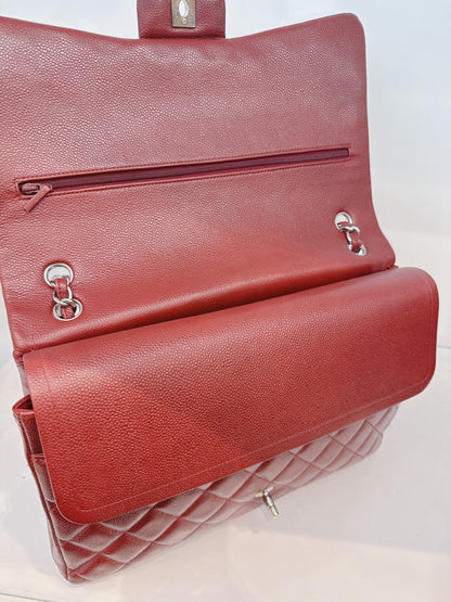 BURGUNDY MAXI CLASSIC DOUBLE FLAP BAG